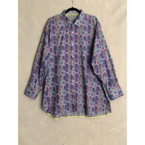 Luchiano Visconti Black Button-Up Shirt Long Sleeve Circle Pattern Men's 2XLB